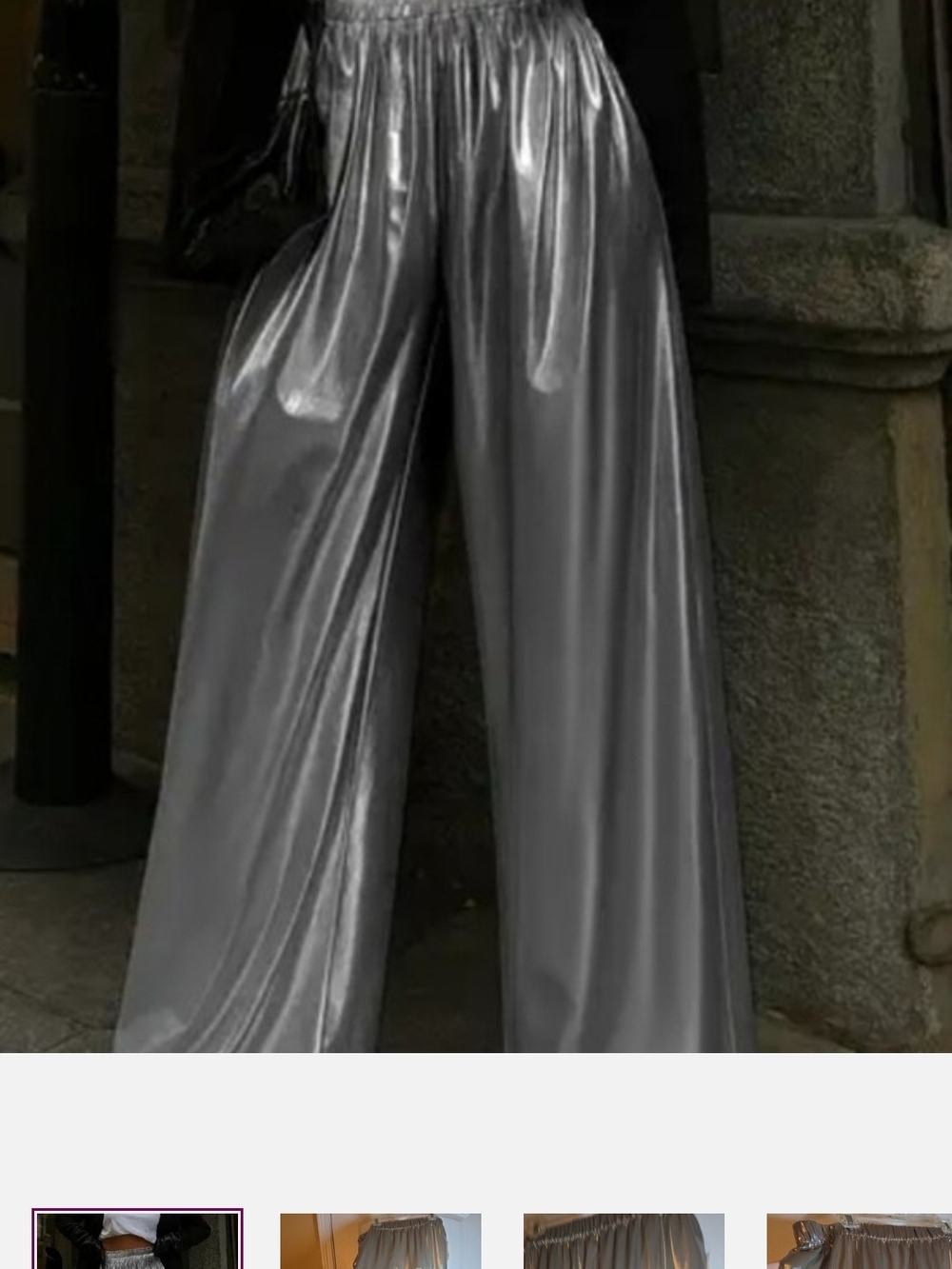 Target Metallic Wide-Leg Pants in Shiny Silver